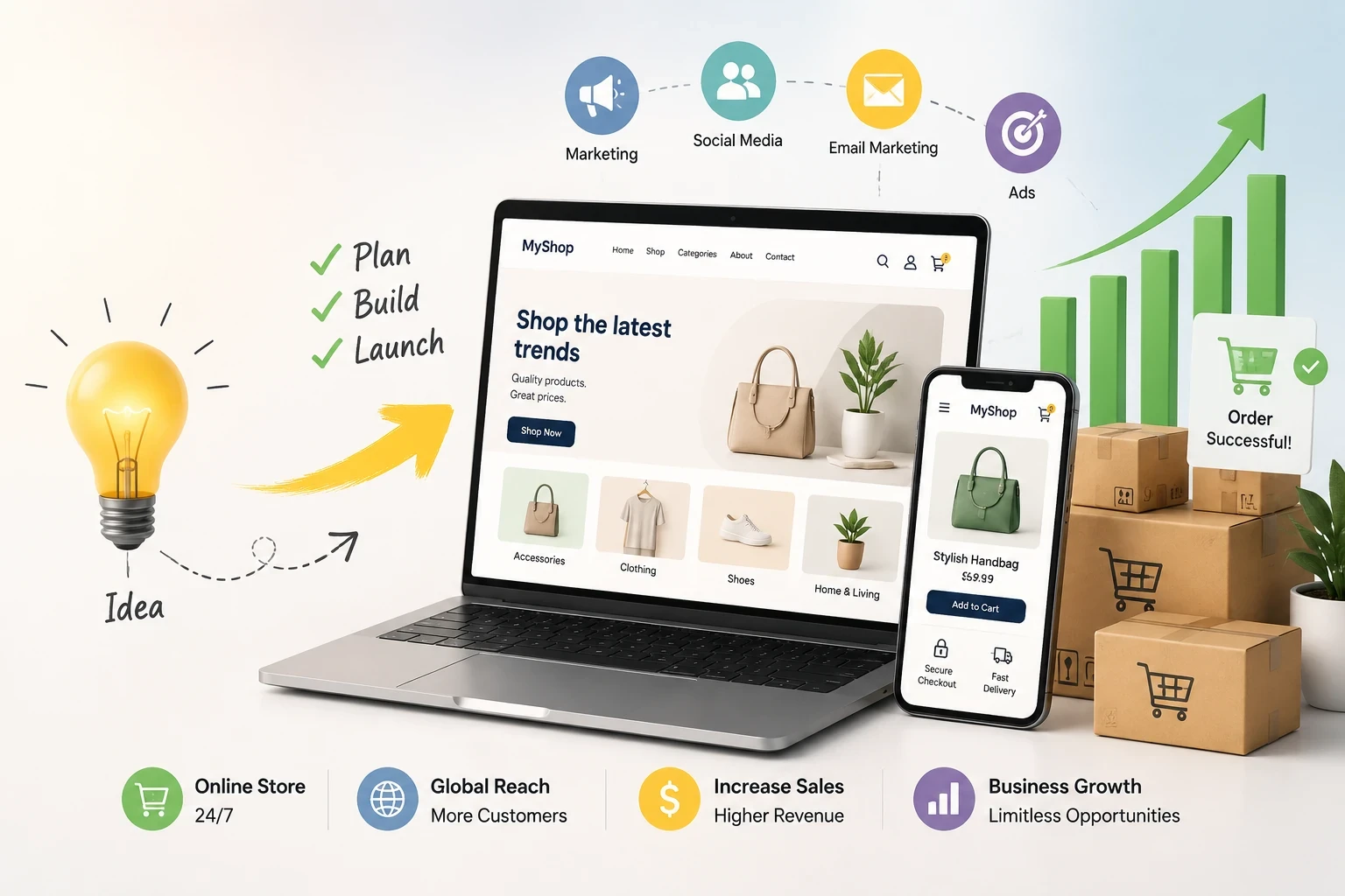 چطور از یک ایده ساده به یک آنلاین‌شاپ موفق برسیم؟